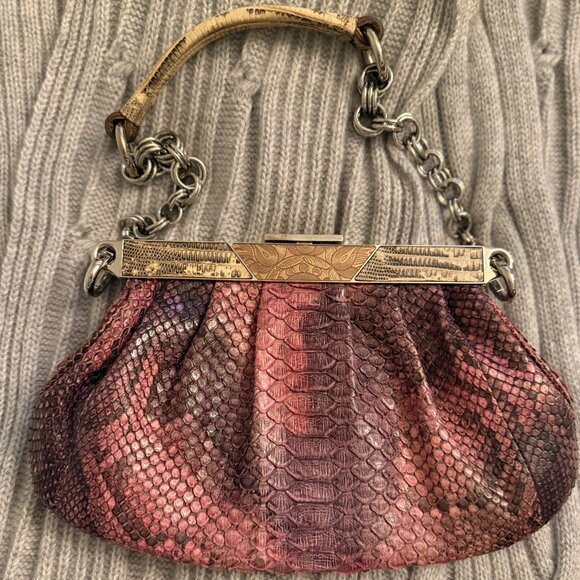 Vintage Prada Python  with lizard handle and trim handbag - Picture 2 of 10